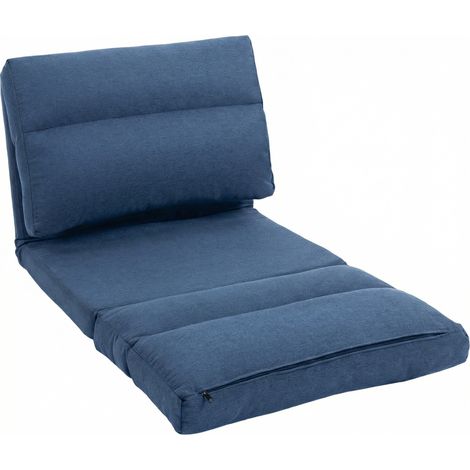 Fauteuil de sol canapé paresseux fauteuil convertible en lit inclinable 90° à 180° tissu - 70 x 72 x 56 cm - bleu foncé (1/5)