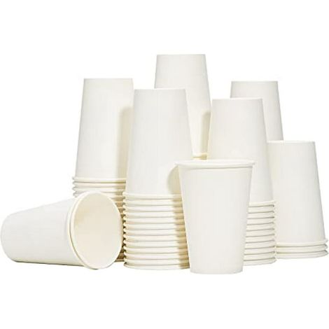 Gobelets à café jetables en papier 35 cl [Paquet de 100], gobelets blancs pour café chaud de 35 cl, papier épais (1/5)