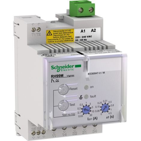 Relè differenziale RH99M c/reset manuale - 0,03..30 A - 0..4,5 s - 240 Vca - 56173