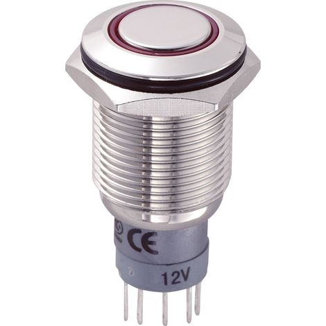 TRU COMPONENTS 701778 LAS2GQF-11ZE/R/12V/N/P Vandalismusgeschützter Druckschalter 250 V/AC 3 A 1 x E