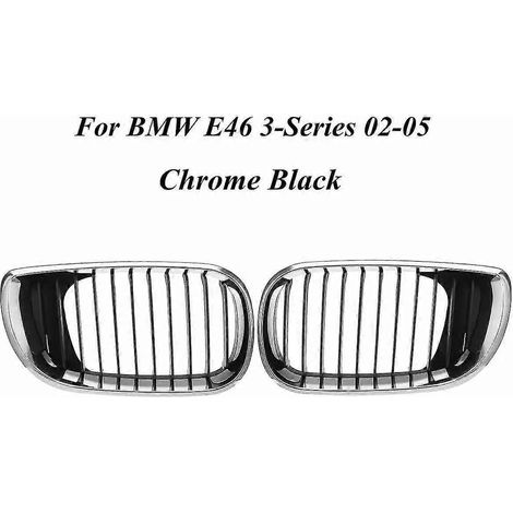 Paar verchromte Nierengrills für die Frontstoßstange für BMW E46 4-Türer Limousine 320i 325i 325Xi 330i Facelift 2002-2005 – Kühlergrill mit schwarzer Innenausstattung (1/5)