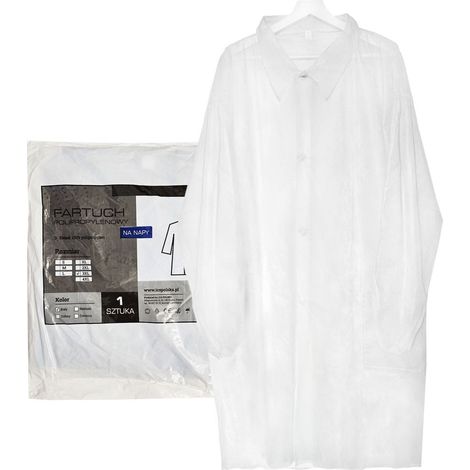 Delantal desechable blanco XXXL con broches (tela no tejida 22g) 1 ud. (1/5)