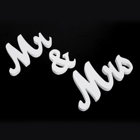 Mr & Mrs Holzschild, Holzschild, Heim, Hochzeit, Dekorative Buchstaben, Schwarz (1/5)