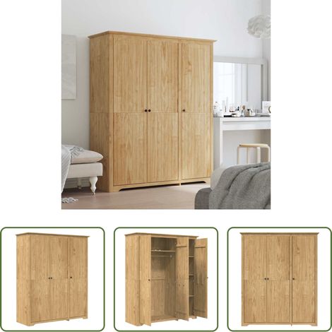 Holzkleiderschrank -  Kleiderschrank mit Speicher BODO Honigbraun 146 x 53,5 x 173 cm (1/5)