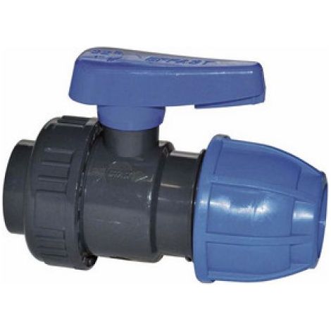 VALVOLA A SFERA MONOGHIERA IN PVC CON FIL. F/ GIUNTO A COMPRESSIONE 1" x 32