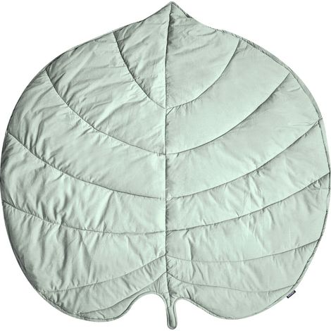 Tappeto moderno per bambini a forma di foglia trapuntato in cotone 110 x 110 cm Accessorio per l'asilo nido Verde Chiaro Eolia