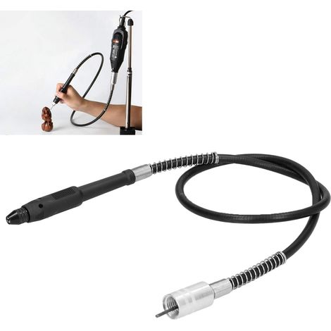 Arbre flexible de 110 cm, fixation d'adaptateur d'arbre flexible, mandrin de câble d'extension d'arbre flexible de perceuse électrique M19 x 2 mm / 0,08 ", avec clé, pour outils rotatifs (1/5)