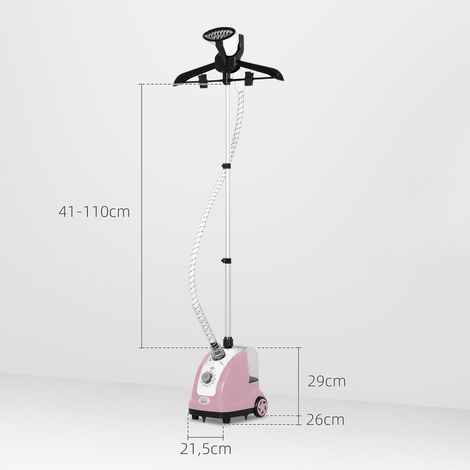 Défroisseur vapeur vertical défroisseur à vêtements 1,4 L 1950 W débit vapeur 32g/min tige telescopique rose noir (1/5)