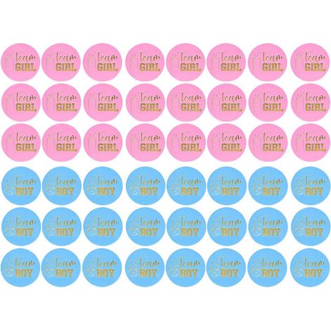 48 autocollants pour révélation du sexe du bébé (équipe garçon et équipe fille) - Idéal pour une fête de révélation du sexe réussie (1/3)