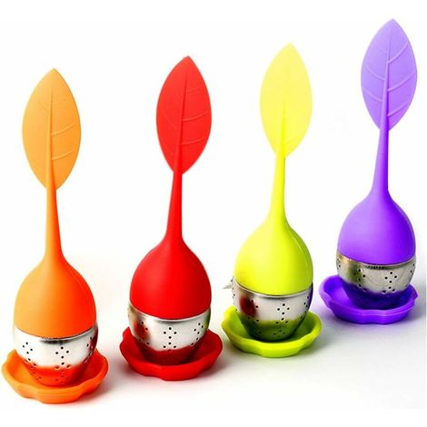 royaluxe - Passoire à thé pour tasse, infuseur à thé, passoire à thé en acier inoxydable et silicone de qualité alimentaire, avec poignées en silicone et récipient de collecte de feuilles de thé en vr (1/5)