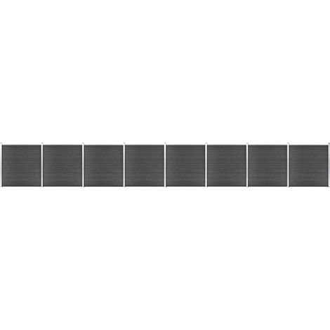 Zaunelement Set WPC 1391x186 cm Schwarz
