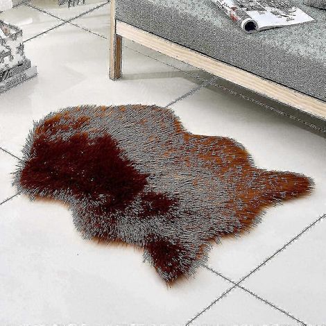 Tapis moelleux en fausse fourrure de mouton pour salon, chambre à coucher, tapis doux et moelleux, décoration intérieure (1/3)