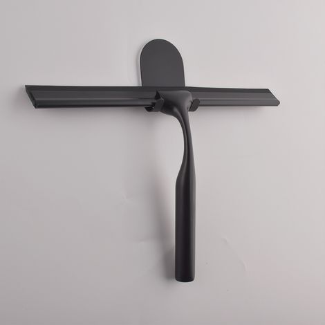 Escobilla de goma para ducha con soporte de pared, escobilla de goma para ventanas de baño con hoja de silicona, escobilla de goma profesional para limpieza de coches, cristales y espejos. (1/4)