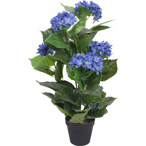 vidaXL Planta artificial hortensia con macetero 60 cm azul (1/3)