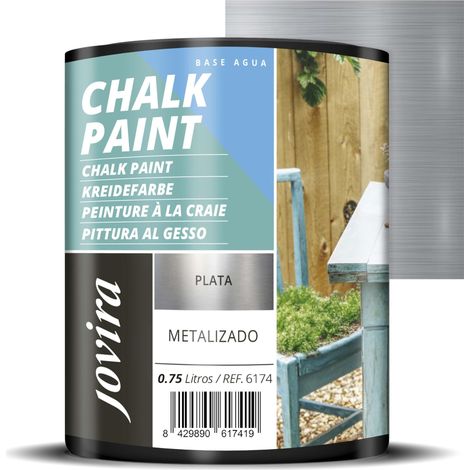 JOVIRA PINTURAS Chalk Paint 750 ml Pittura al Gesso, Matte all' Aqua, Rinnova il tuo arredamento con creatività. (750 millilitri, Argento) F-21 (1/2)