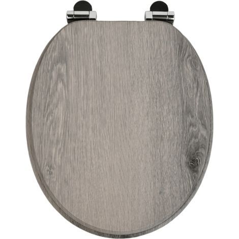 Homseat MDF Toilet Seat with Soft Close function, Brown Wood Finish (1/4)