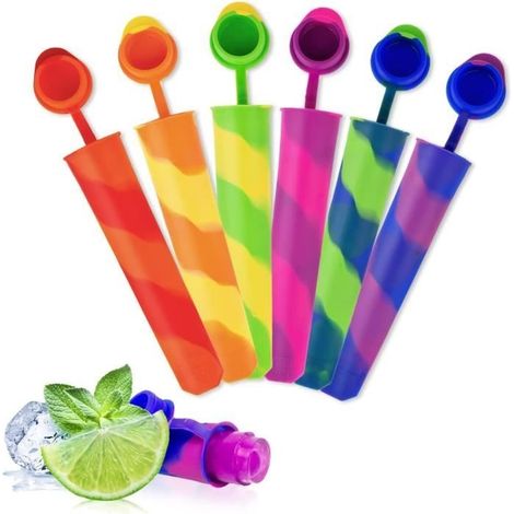 Moules à Glace En Silicone Avec Couvercle - Lot de 6pcs - Coloré