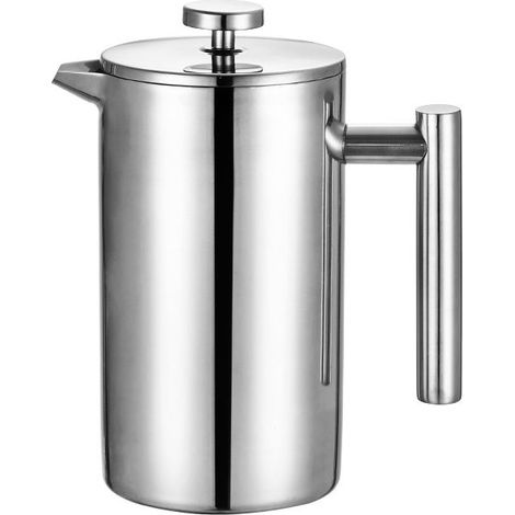 Cafetiere A Piston - Acier Inoxydable 304 - Double Paroi - 350 Ml - Pour Maison Et Camping (1/5)