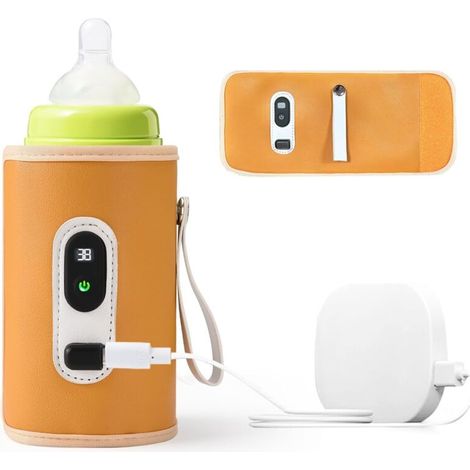 【USB Flaschenwärmer】Tragbare elektrische Babyflaschen-Heizung • Temperaturregulierung für Milch & Babynahrung • Wärmetasche für Unterwegs mit Akku