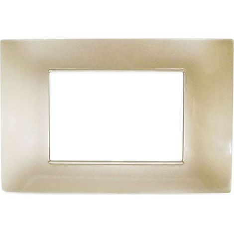 Placchetta per interruttore in metallo a 3 posti champagne cassetta 503 compatibile con vimar plana supporto cover (1/2)