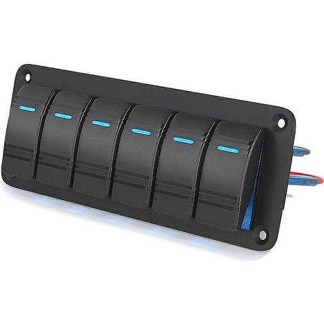 Panneau d'interrupteurs à bascule LED 12V/24V à 6 boutons pour voiture (marche/arrêt). Photo couleur. (1/5)