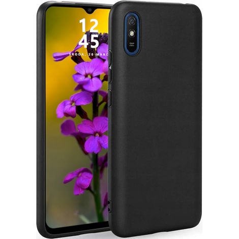 Coque pour Xiaomi Redmi 9A / 9AT / 9i, coque arrière en silicone noir mat + verre (1/5)