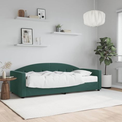 Sofá cama con colchón terciopelo verde oscuro 80x200 cm vidaXL (1/5)
