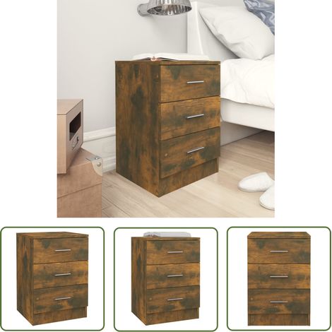The Living Store Table de chevet Chêne fumé 38x35x56 cm Bois d'ingénierie - Table De Chevet - Meuble De Chambre - Commode - Tiroir - Bois D'ingénierie (1/5)