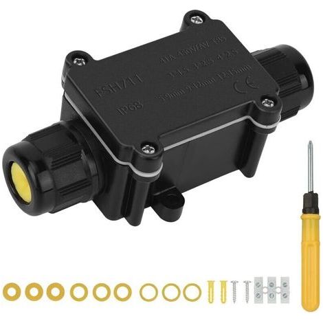 Boîte de jonction étanche IP68 pour extérieur, 2 voies, boîtier de raccordement électrique, connecteur de câble et boîte de dérivation (1/3)