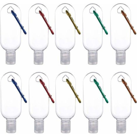 Bottiglie da viaggio portatili comprimibili, 10 bottiglie da viaggio vuote in plastica trasparente, contenitori per liquidi ricaricabili a tenuta stagna con portachiavi per cosmetici, lozione (50ML) (1/5)