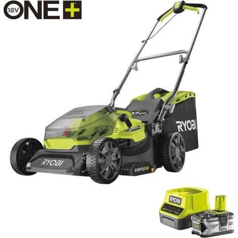 Ryobi – Akku-Rasenmäher 18V ONE+ – Schnittbreite 37 cm – Auffangen und Mulchen – mit 1 Akku 4,0 Ah und Ladegerät 2,0 A (1/3)