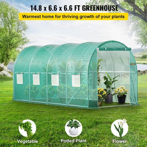 Serre Tunnel Jardin 4,6x2,1x2,1 m Tente Abri Plantes Cadre en Acier Galvanisé Couverture Étanche PE 1 Poutre Supérieure 2 Poteaux D… (1/5)