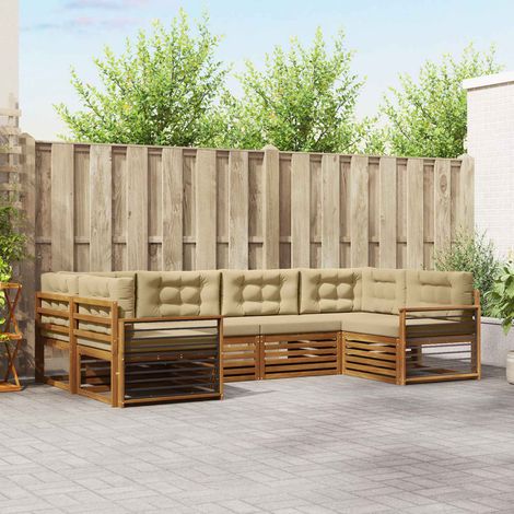 Outdoor-Sofagarnitur 6 pcs Natur und Beige Massivholz Akazie (1/5)