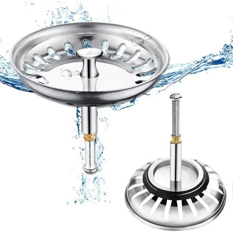 1 Pièces Crépine d'évier, Acier Inoxydable 304, Hauteur Réglable, Filtre Bouchon, Pour Cuisine Et Salle De Bain (1/5)