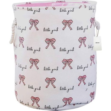 Bardusch-Bac de rangement pliable décoratif avec poignées et nœuds, blanc, pour chambre d’enfant (1/4)