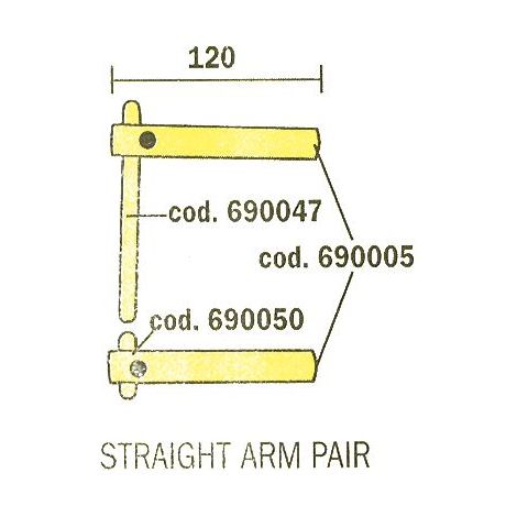 Jeu de bras droits, longueur 120mm + jeu d'électrodes droites Telwin 803151