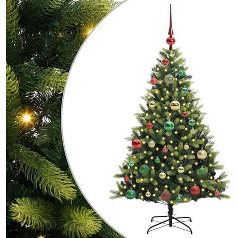 Sapin de Noël artificiel à charnières, 150 lumières LED, vert, 120 cm (1/5)