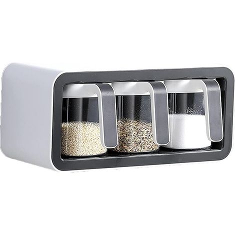 Assaisonnement Box, boîte à épices de Cuisine Murale, boîte à épices de Rangement à Plusieurs Compartiments, Convient pour la Cuisine à Domicile, Bar, Barbecue, Pique-Nique (Noir 3)- (1/5)