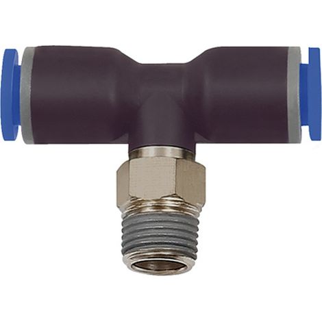 Riegler T-Steckverschraubung »Blaue Serie«, drehbar, R 3/8 außen Ø 6 mm (1/2)