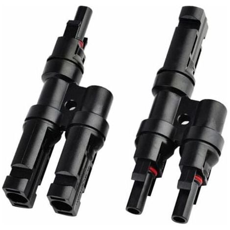 Connecteurs de Branchement MC4 pour Panneaux Solaires - Raccord en T / Y pour Distribution de Câbles (1/4)