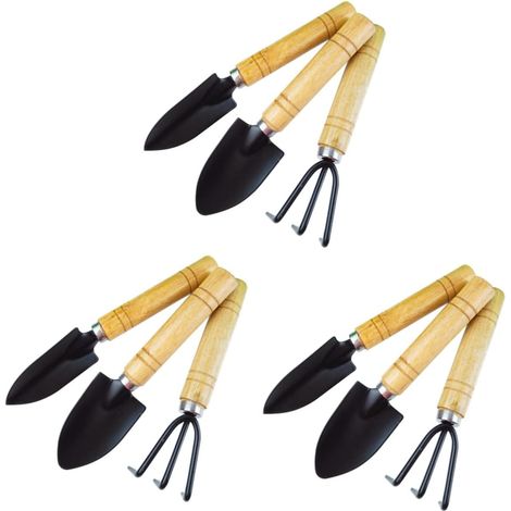 6 Ensembles 6 Pièces Pelle de Jardin Outils Jardinage kit Jardinage Ceinture à Outils de Jardinage Jardin avec système d'irrigation désherbeur Pelle de Camping Mini-Pelle en Bois (1/5)