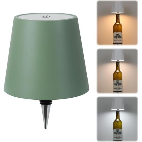 Lampe sans fil pour bouteille,lampes de bouteille de vin rechargeables 3 couleurs pour bars et restaurants (vert, 1 pièce) (1/5)