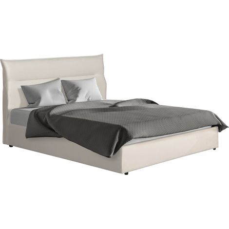 Cama de terciopelo "Isola" con cofre - 160 x 200 cm - Beige