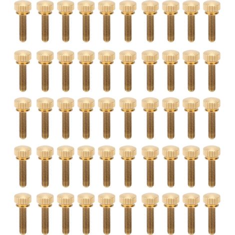 50 pièces de vis à molette tête ronde moletée plate en cuivre pur antidérapant pour usage industriel (M5 x 20mm) (1/5)