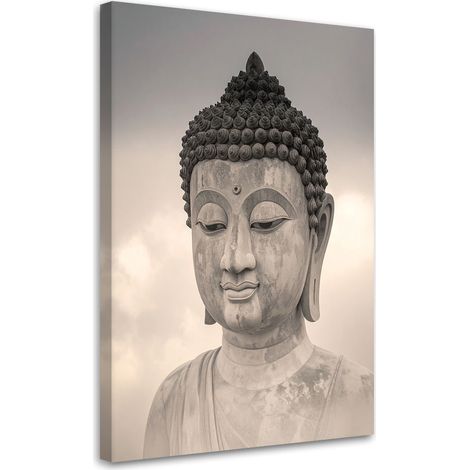 Toile Imprimée, Bouddha avec les montagnes en arrière-plan zen spa beige,20x30 (1/4)