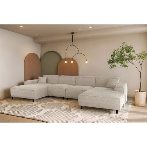 Wohnlandschaft Sofa U-Form GLORIA in Stoff Scala Sand