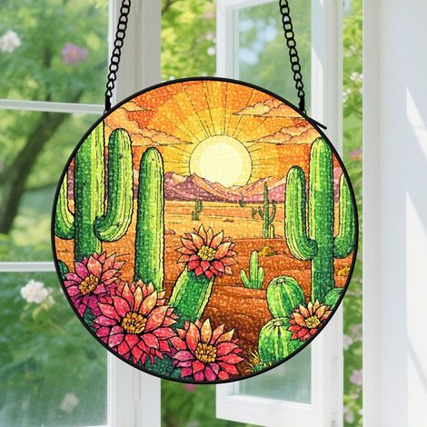 Suspension en vitrail - Attrape-soleil minimaliste unique pour porte, décoration maison artistique, cadeau Noël, Anniversaire pour femme, maman 12,5 cm (1/5)