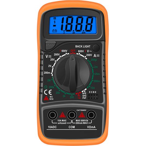 Multímetro digital portátil XL830L con retroiluminación LCD, voltímetro CA/CC, amperímetro, comprobador de voltaje y resistencia, universal de alta precisión. (1/5)