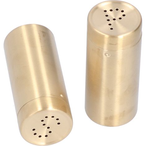 Lot de 2 pots à épices en acier inoxydable, salière et poivrière, outil de cuisine doré (1/5)
