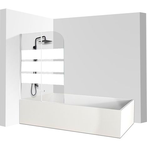 Wolketon Mampara de baño abatible Mampara de ducha sanitaria para mampara de baño 6mm Nano cristal abatible 2 piezas 100x140cm blanco